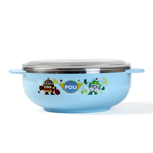 Chén ăn inox có nắp Poli (Xanh)