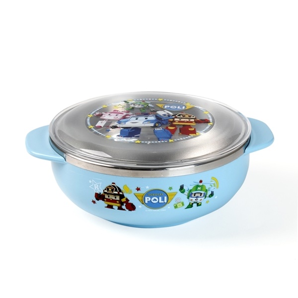Chén ăn inox có nắp Poli (Xanh)