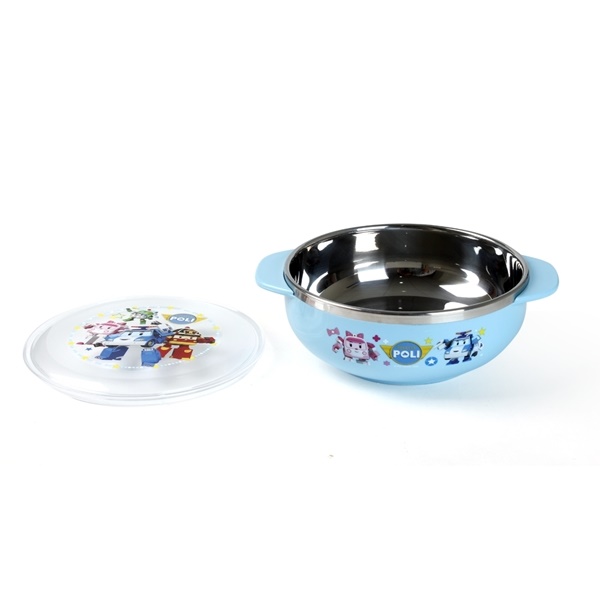 Chén ăn inox có nắp Poli (Xanh)