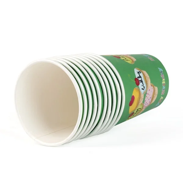 Bộ 10 ly giấy sinh nhật in hình New Toyo cao cấp 8oz màu xanh