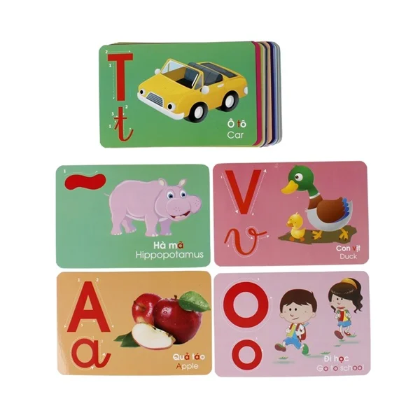 Bộ 48 Thẻ học vui cùng bé - bé tô màu chữ cái tiếng việt ABC - 123 mcbooks