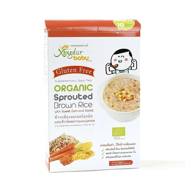 Bột ăn dặm hữu cơ Thái gạo lứt vị bắp, củ cà rốt, 120g