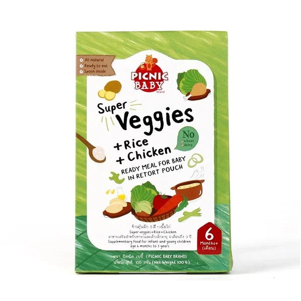 Cháo Picnic Baby vị gà với lòng đỏ trứng và rau hỗn hợp, 6 tháng tuổi, 100g
