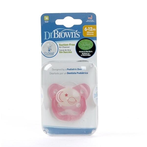 Ty ngậm Prevent Dr Brown Level 2 (6-12M, Hồng)