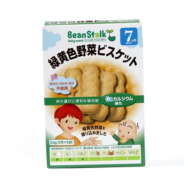 Bánh quy Beanstalk Nhật vị rau xanh và rau vàng, 53g