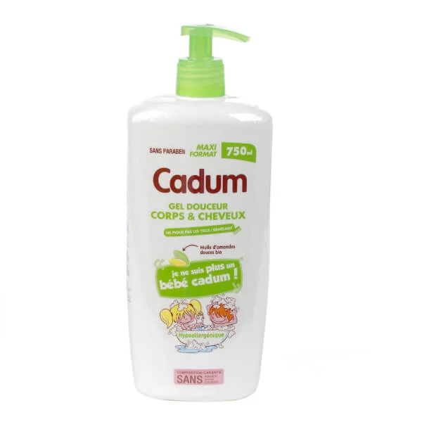 Tắm gội sơ sinh Cadum hương hạnh nhân 750ml