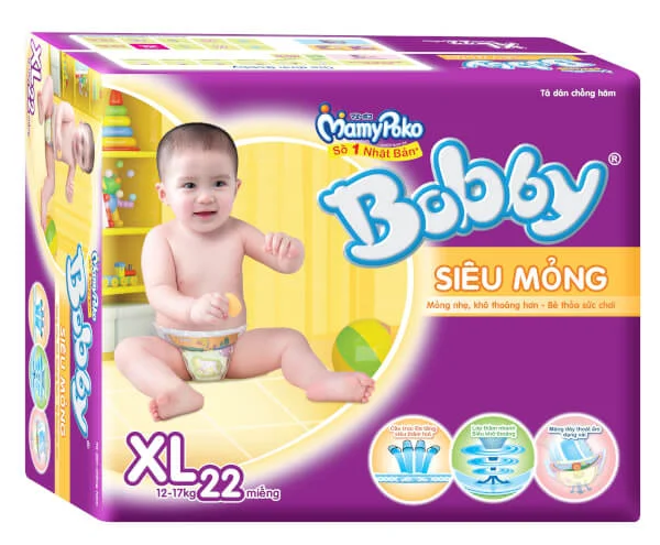 Tã dán Bobby Fresh siêu mỏng XL, 12-17kg, 22 miếng