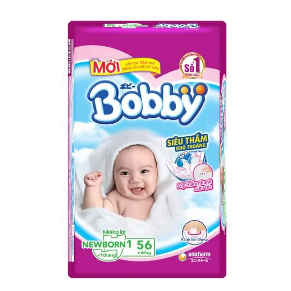 Miếng lót Bobby Fresh Newborn 1, dưới 5kg, 56 miếng