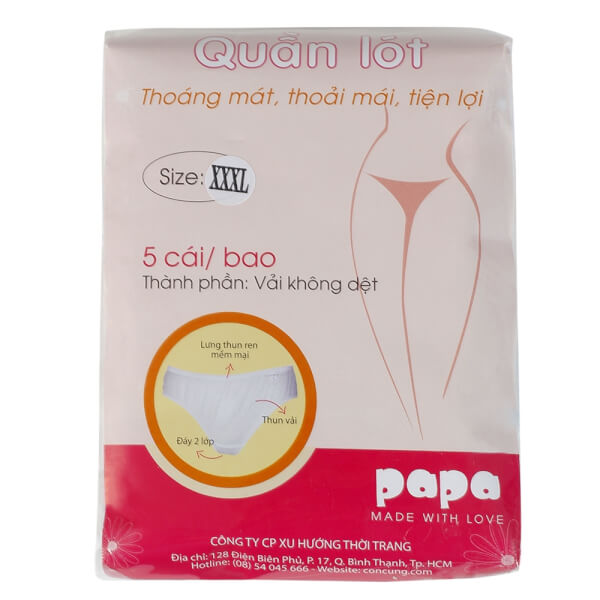 Quần lót giấy chấm bi size XXL 5 cái/b