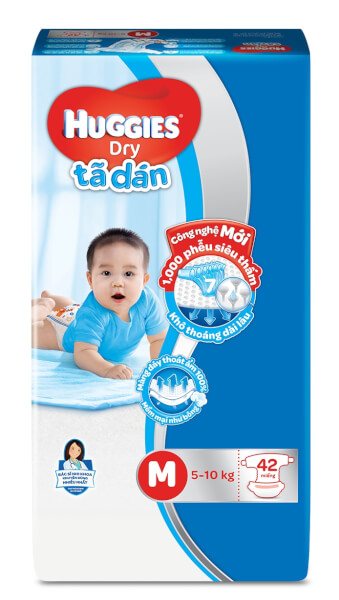 Tã dán Huggies Dry-Jumbo M, 5-10kg, 42 miếng