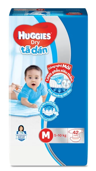 Tã dán Huggies Dry-Jumbo M, 5-10kg, 42 miếng