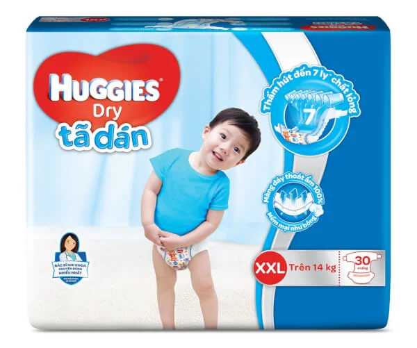 Tã dán Huggies Dry-Jumbo XXL, trên 14kg, 30 miếng