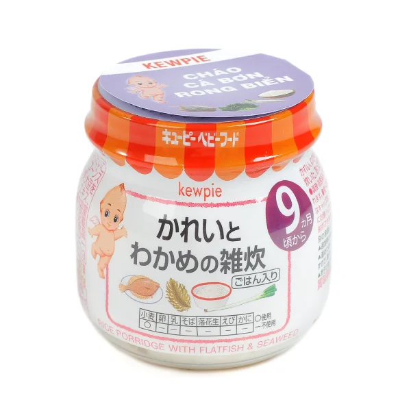 Dinh dưỡng đóng lọ cháo cá bơn rong biển Kewpie 9+ 100g