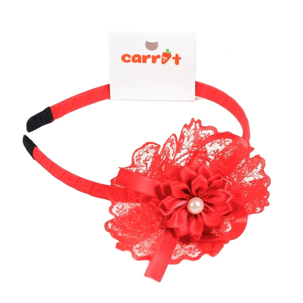 Cài tóc bé gái đính hoa gắn ngọc phối ren