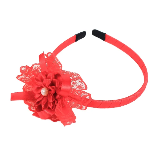 Cài tóc bé gái đính hoa gắn ngọc phối ren