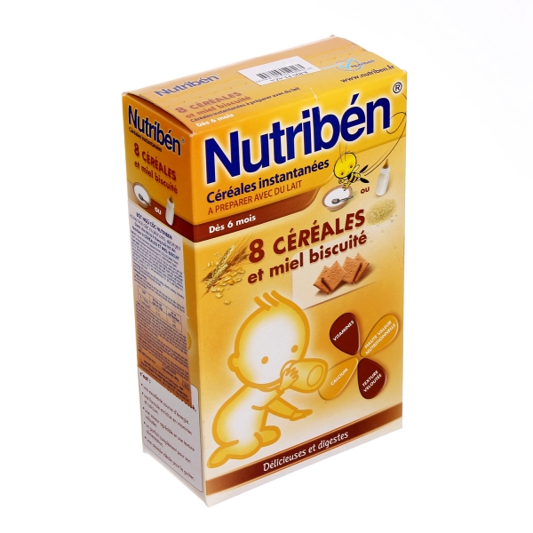 Bột ngũ cốc 8 loại ngủ cốc, mật ong, bánh quy Nutriben, 6 tháng, 300g