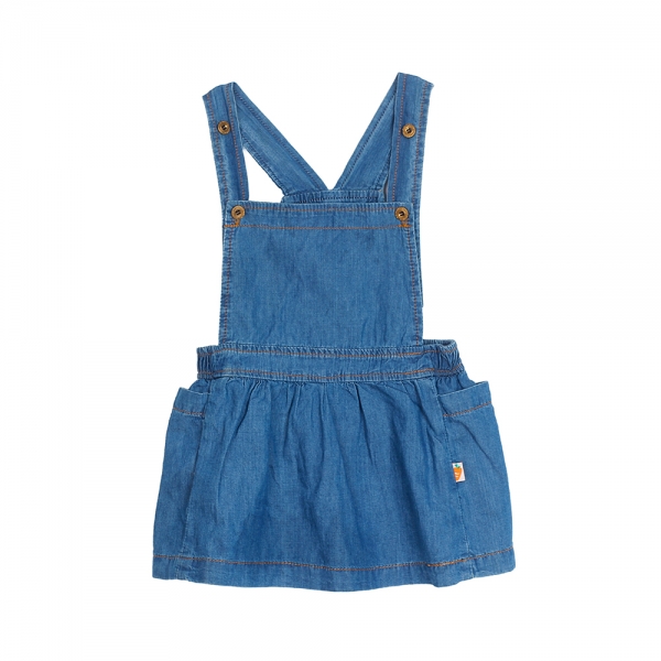 Đầm thun bé gái phối yếm jeans