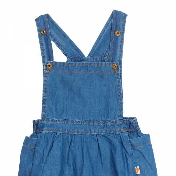 Đầm thun bé gái phối yếm jeans
