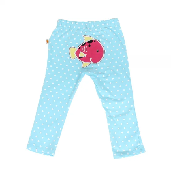 Quần thun bé gái dài chấm bi thêu cá