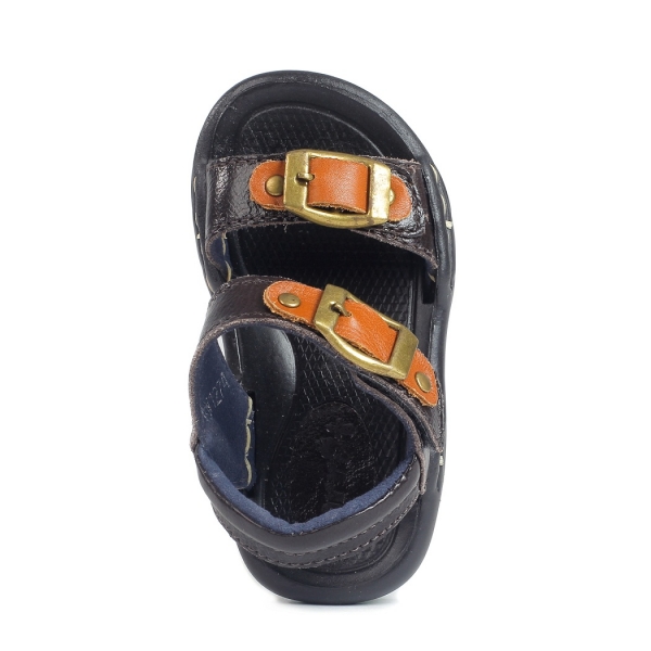 Sandal bé trai da khoá ngang kim loại