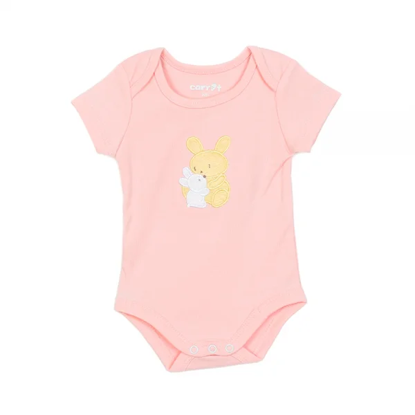 Body tam giác tay ngắn bé gái thêu thỏ_Carrot