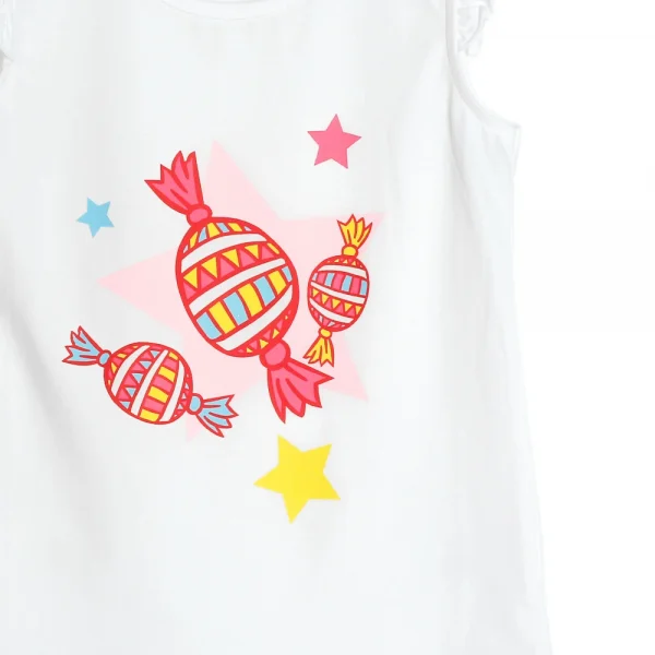 Bộ thun bé gái sát nách in kẹo