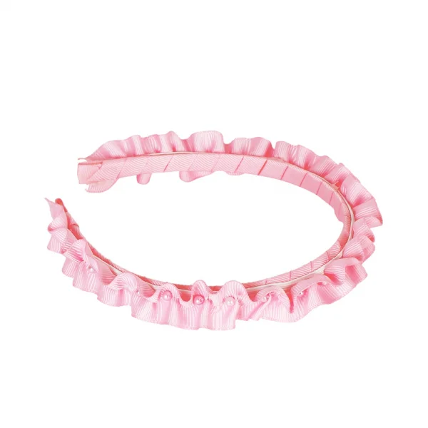 Cài tóc ruy băng đính ngọc, hồng phấn