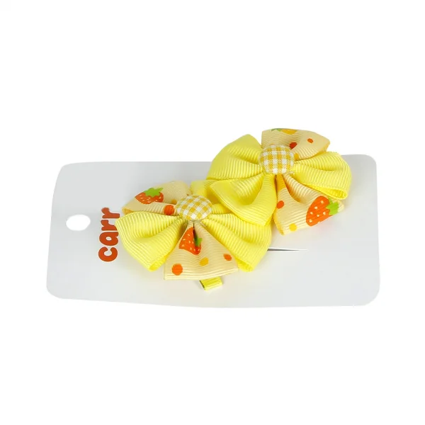 Cặp kẹp hoa 5 cánh họa tiết trái dâu, Vàng