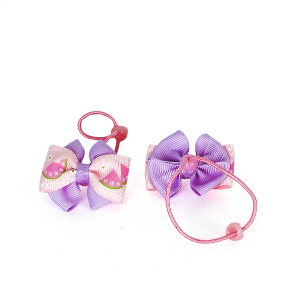 Cặp cột tóc nơ đôi họa tiết dưa hấu, Hồng phấn