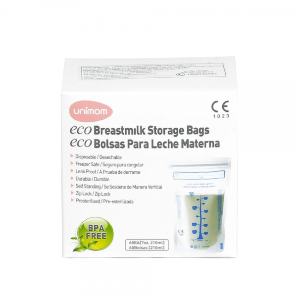 Túi trữ sữa eco - Unimom hộp 60 túi, 210ml
