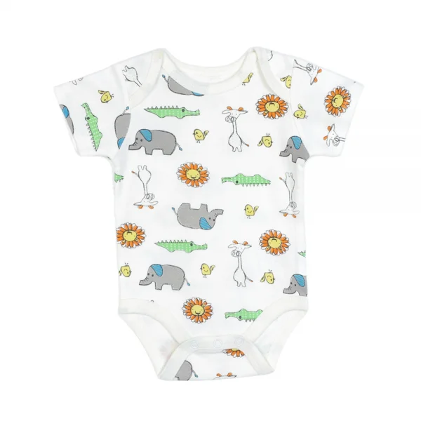 Body tam giác tay ngắn in cá sấu+voi+bò sữa