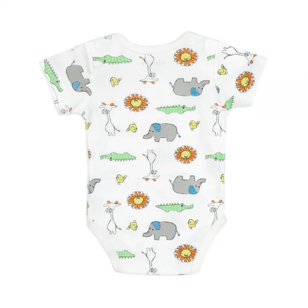 Body tam giác tay ngắn in cá sấu+voi+bò sữa