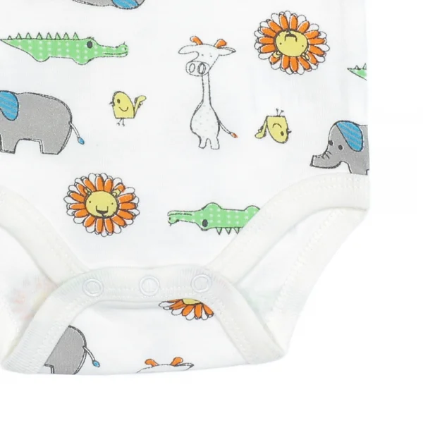 Body tam giác tay ngắn in cá sấu+voi+bò sữa