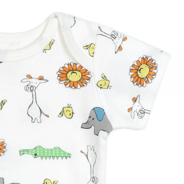 Body tam giác tay ngắn in cá sấu+voi+bò sữa