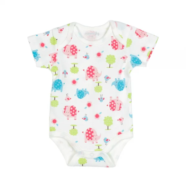 Body tam giác tay ngắn in voi hồng+voi xanh