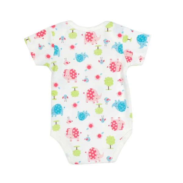 Body tam giác tay ngắn in voi hồng+voi xanh