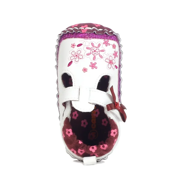 Giày tập đi bé gái Carrot thêu hoa S5001, size 16, tím