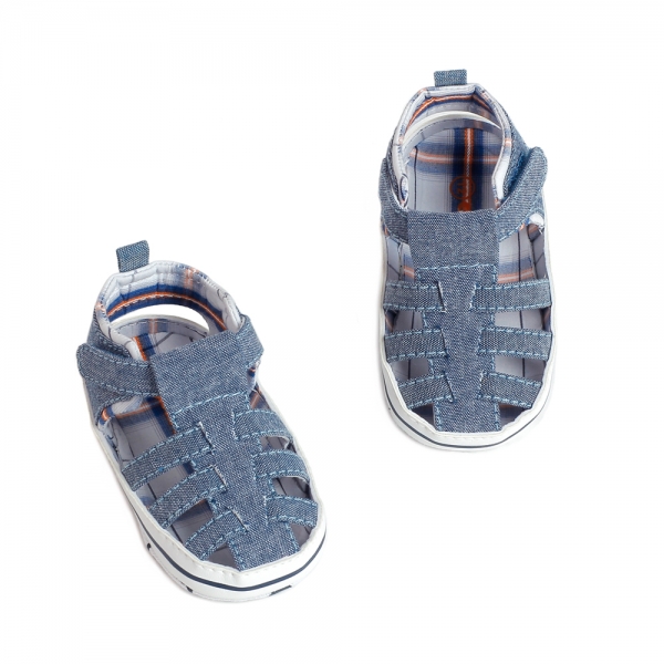 Giày tập đi bé trai Carrot mũi rọ 3 quai ngang S5006 16, Xanh jean