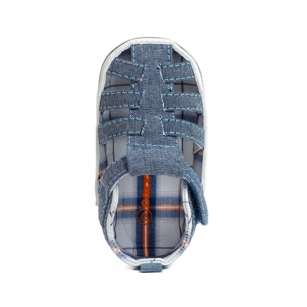 Giày tập đi bé trai Carrot mũi rọ 3 quai ngang S5006 16, Xanh jean