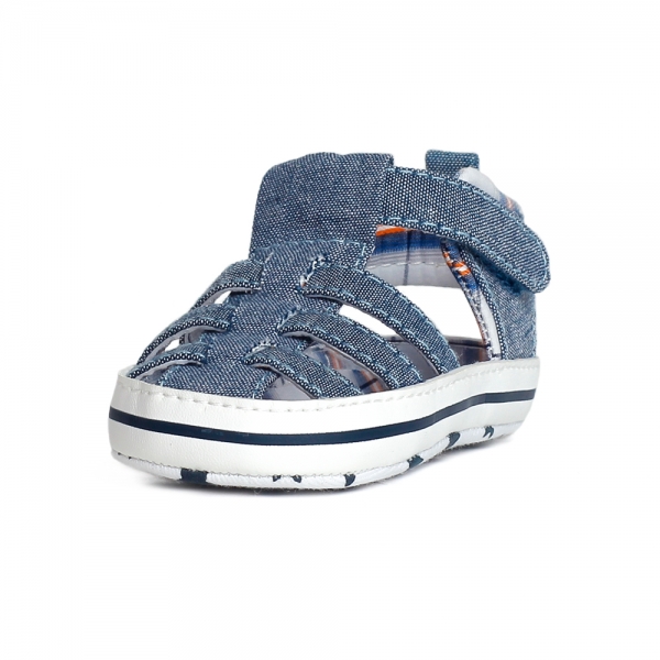 Giày tập đi bé trai Carrot mũi rọ 3 quai ngang S5006 16, Xanh jean