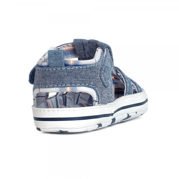 Giày tập đi bé trai Carrot mũi rọ 3 quai ngang S5006 16, Xanh jean