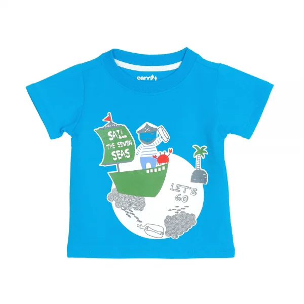 Bộ thun bé trai tay ngắn thêu thuyền cướp biển