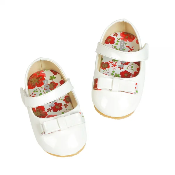 Giày bé gái đế hoa đính nơ đôi