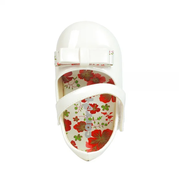 Giày bé gái đế hoa đính nơ đôi