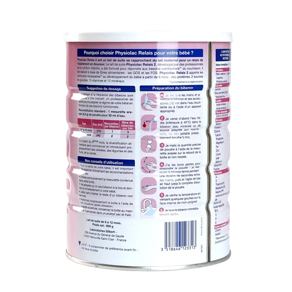 Sữa bột Physiolac số 2, 6-12 tháng, 900g