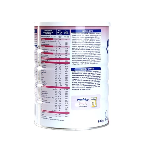 Sữa bột Physiolac số 2, 6-12 tháng, 900g