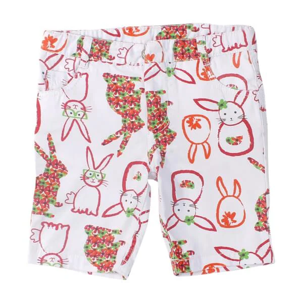Quần kaki bé gái ngắn in họa tiết thỏ