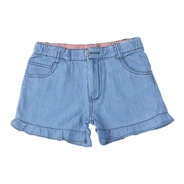 Quần jeans bé gái ngắn lai nhúng bèo nhỏ