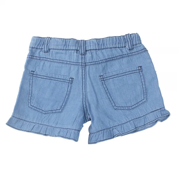 Quần jeans bé gái ngắn lai nhúng bèo nhỏ