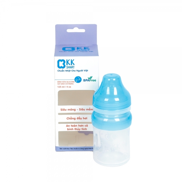 Bình sữa silicone dành cho trẻ sơ sinh KKSmart, 125ml, KK006